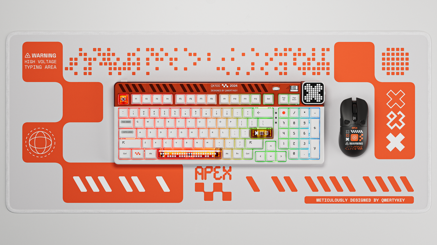 QwertyKey100 Apex Hotswap RGB Pixel Screen Bluetooth Gasket Mount Mechanical Gaming Keyboard